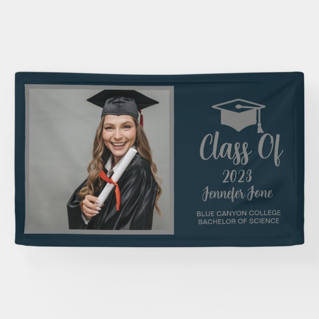 Banderoles Carré de graduation personnalisé Modern Script Sil (Horizontal)
