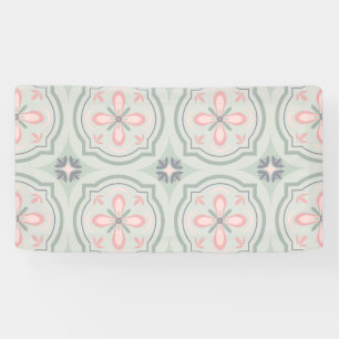 Banderoles Carreaux Floraux Pastel Vert