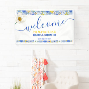 Banderoles Carrelage Bleu Italien Bienvenue Shower de Mariée