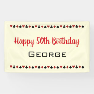 Banderoles Carte de jeu rouge noir off-blanc costume annivers