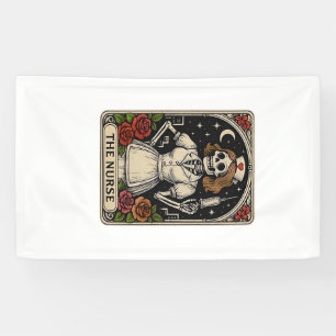 Banderoles Carte de tarot de squelette d'infirmière drôle Hal