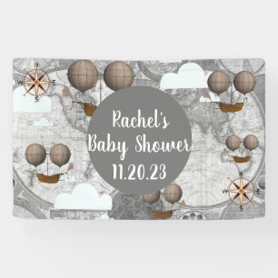 Banderoles Carte du monde et nuages vintages des dirigeables