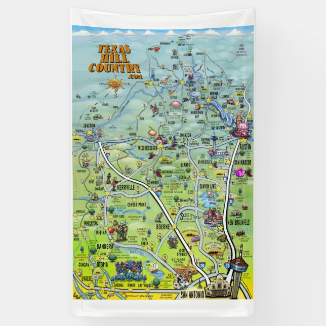 Banderoles Carte du pays de Texas Hill (Vertical)
