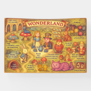 Banderoles Carte Fantaisiste des Aventures d'Alice au Pays de