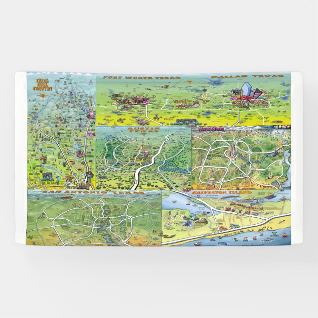 Banderoles Cartes de dessin du Texas (Horizontal)