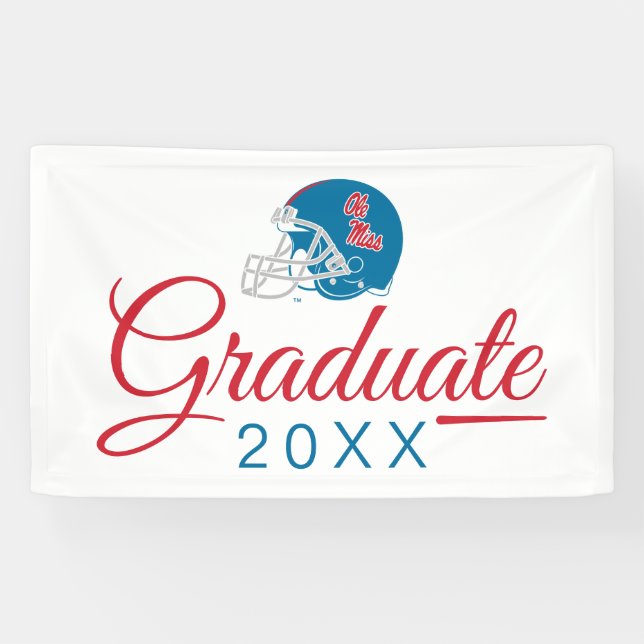 Banderoles Casque Ole Miss Football | Bleu clair (Horizontal)