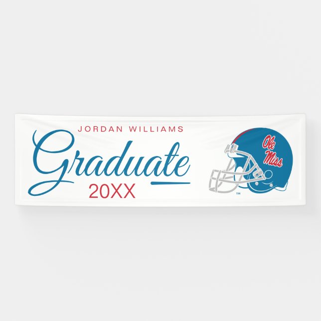 Banderoles Casque Ole Miss Football | Bleu clair (Horizontal)