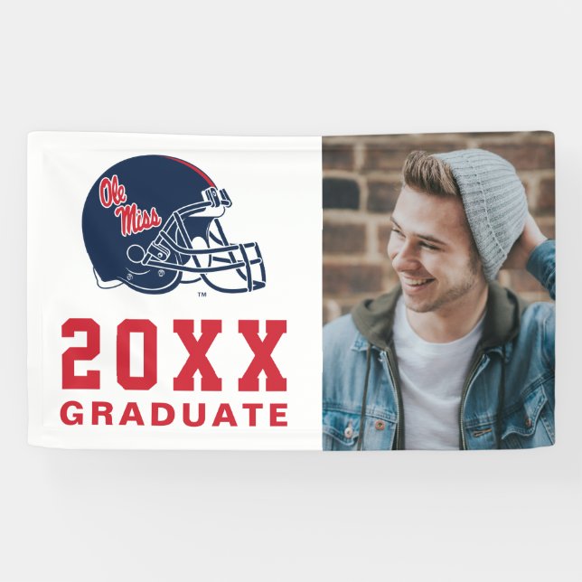 Banderoles Casque Ole Miss Football | bleu foncé (Horizontal)