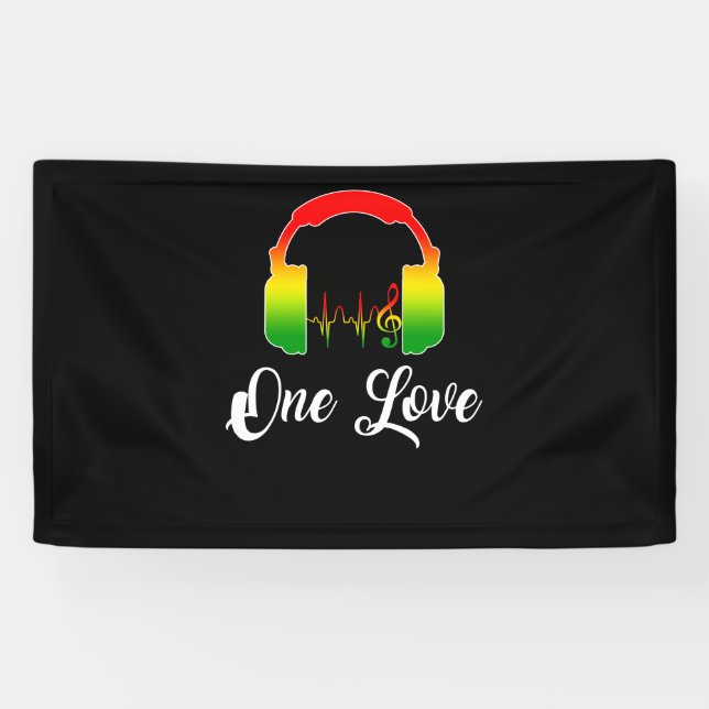 Banderoles Casques Rasta Reggae Musique Jamaïcaine Pride (Horizontal)