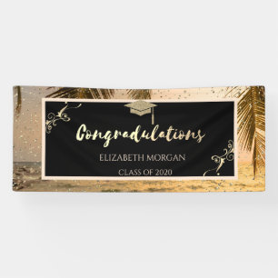 Banderoles Casquette de diplômé Paillettes Palmier Plage, Con