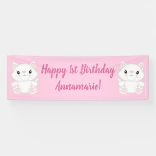 Banderoles Cat Anniversaire fête Kitty rose