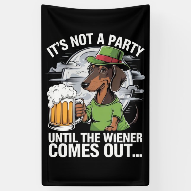 Banderoles Ce n'est pas une fête jusqu'à Dachshund Irish Beer (Vertical)