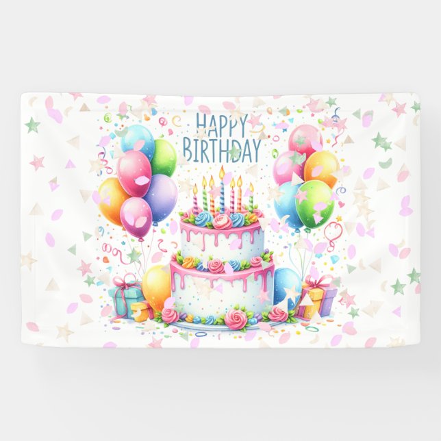 Banderoles Célébration d'anniversaire joyeux (Horizontal)