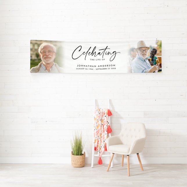 Banderoles Célébration de la vie 2-Photo Funérailles ou Mémor (Insitu)