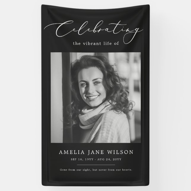 Banderoles Célébration De La Vie Photo Funeral Memorial Servi (Vertical)