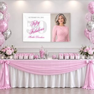 Banderoles Célébration de script rose Fabuleux Fifty