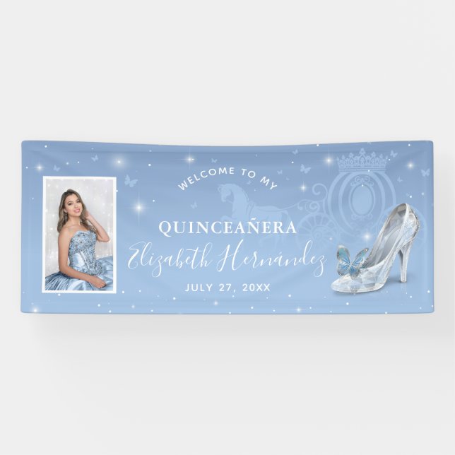 Banderoles Cendrillon Robe Bleu Clair Photo de Quinceañera d' (Horizontal)