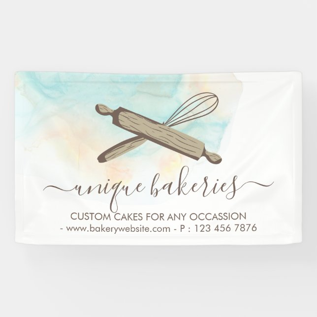 Banderoles Cercle Jaune Bleu Pâtissiers Boulangers (Horizontal)