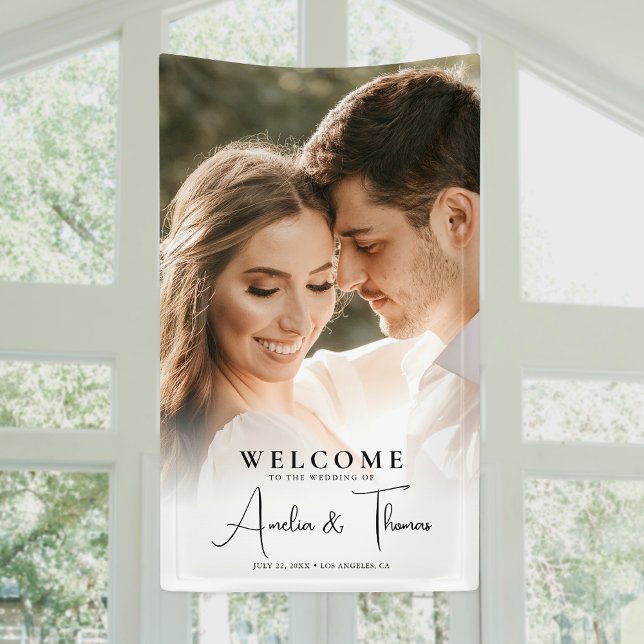 Banderoles Cérémonie de Mariage photo Bienvenue (Add elegance to your wedding with a fancy vertical banner, perfect for stunning decor and photos!)