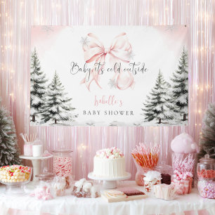 Banderoles C'est Froid Dehors Fête de Bébé à l'Arc Rose