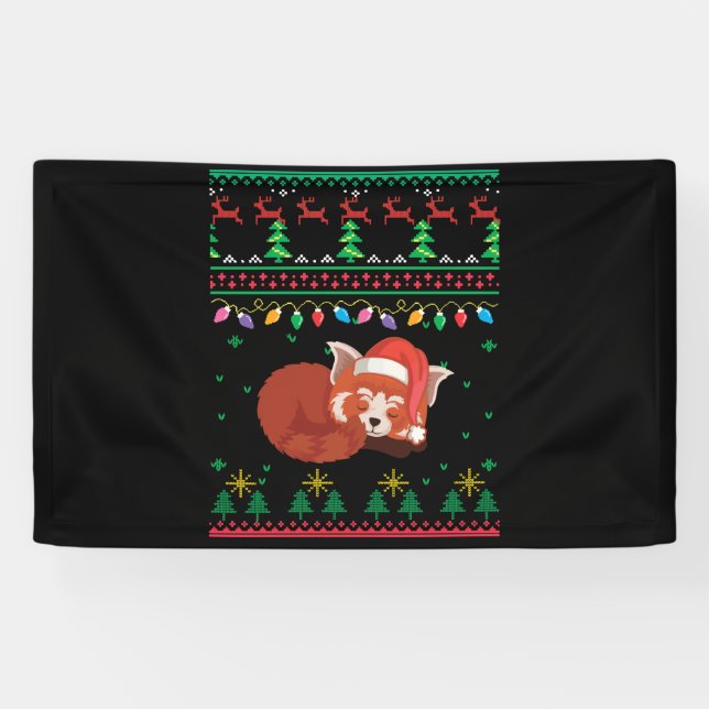 Banderoles C'Est Mon Pjama Rouge Panda laide de Noël (Horizontal)