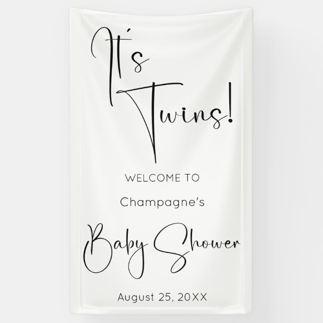 Banderoles C'est Twins Modern Script Baby shower (Vertical)