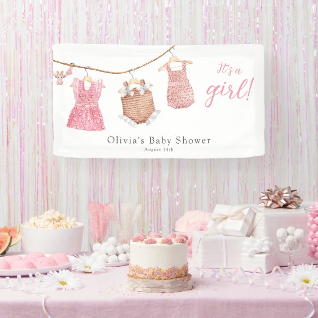 Banderoles C'est un Baby shower rose fille (Fête)