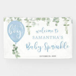 Banderoles C'est un ballon bleu garçon eucalyptus bébé saupou