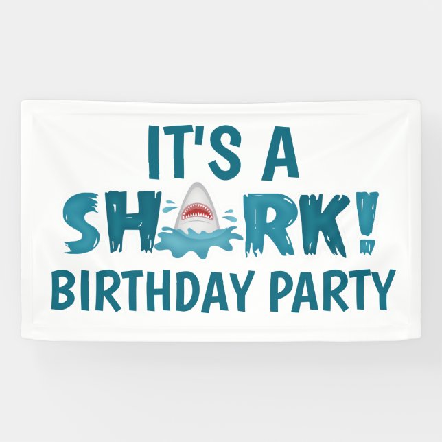Banderoles C'est un enfant de fête d'anniversaire SHARK (Horizontal)