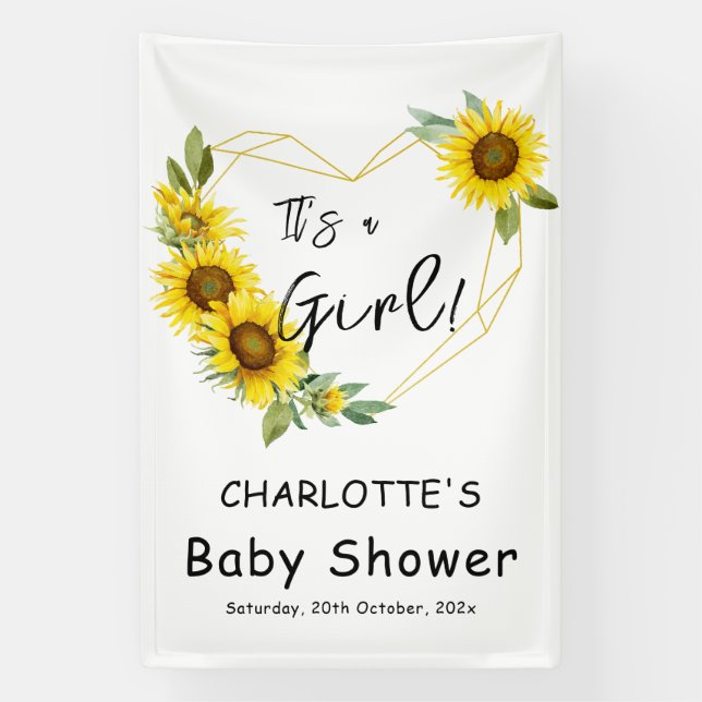 Banderoles C'est une fille ! Baby shower de cadre de tourneso (Verticale)