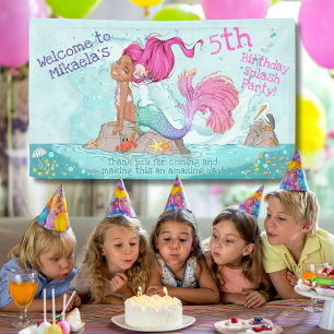 Banderoles C'est une fille Baby shower de sirène rose peau fo