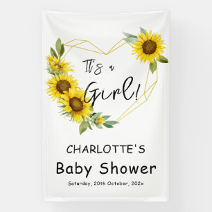 Banderoles C'est une fille ! Cadre de tournesols pour Baby Sh