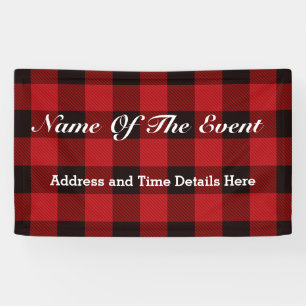 Banderoles chalet Noël plaid Boeuf rouge bison