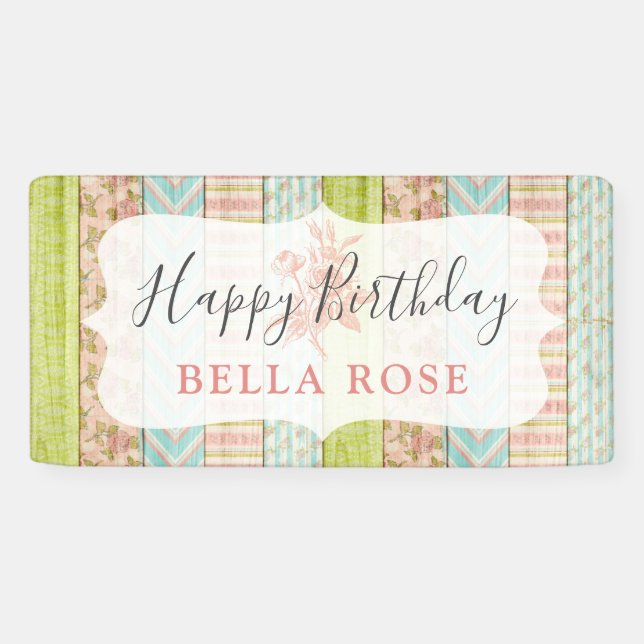 Banderoles Chalet rose rose rose rose bébé fille Joyeux anniv (Horizontal)