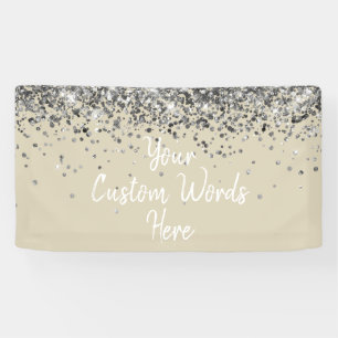Banderoles Champagne Personnalisé Argent Fête d'Anniversaire 
