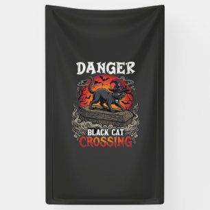 Banderoles Chapeau de sorcière de Halloween Danger Black Cat