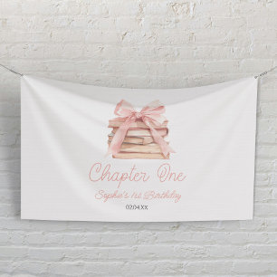 Banderoles Chapitre un nœud rose Livres fête d'anniversaire 1