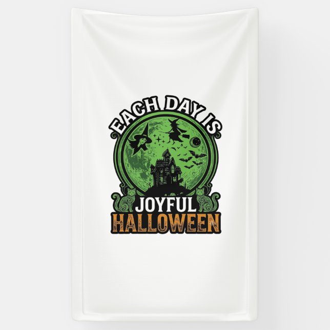 Banderoles Chaque jour Maison Hantée Halloween Joyeuse Sorciè (Vertical)