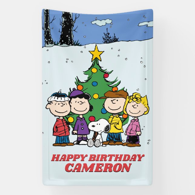 Banderoles Charlie Brown et ses amis Anniversaire d'hiver (Verticale)