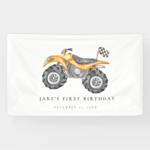 Banderoles Charming Jaune Quad Bike Anniversaire