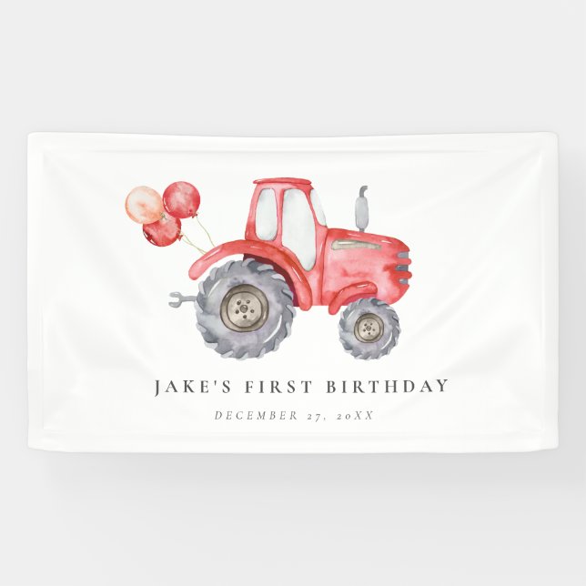 Banderoles Charming Red Tractor Anniversaire (Horizontal)
