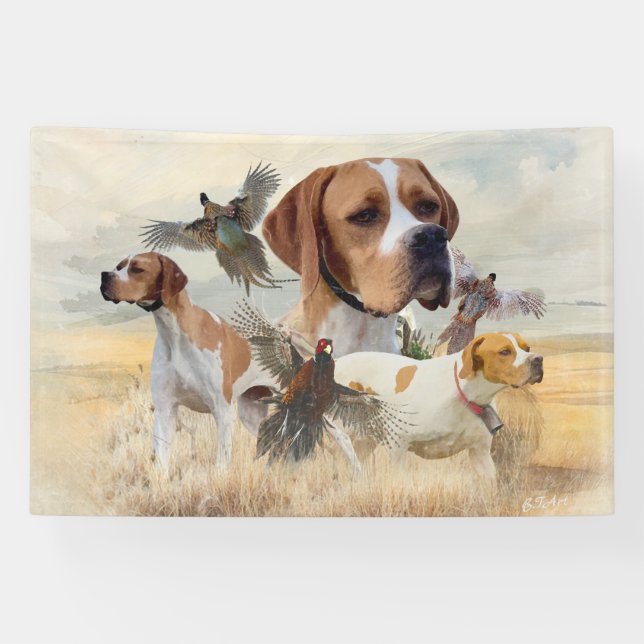 Banderoles Chasse au Faisan avec un Pointer Anglais (Horizontal)