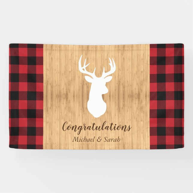 Banderoles Chasse aux cerfs Lodge Baby shower Antlers (Horizontal)