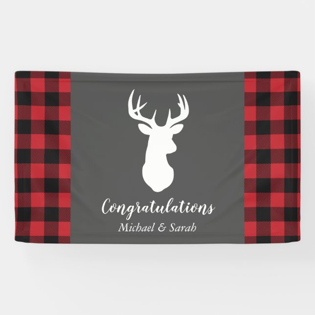 Banderoles Chasse aux cerfs Lodge Baby shower Antlers (Horizontal)