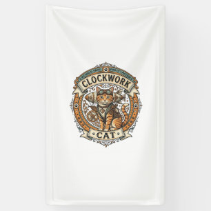 Banderoles Chat à mécanisme Chat Steampunk Vintage Art Vector