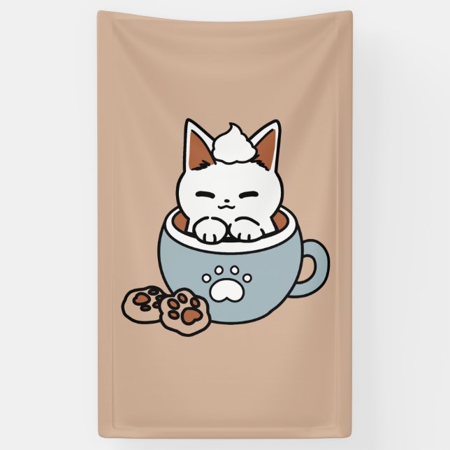 Banderoles Chat adorable en Mug Conception de vacances - Chat (Vertical)