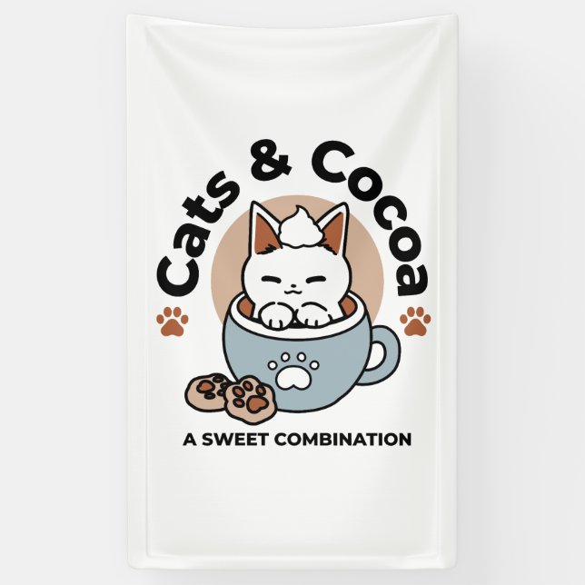 Banderoles Chat adorable en Mug Conception de vacances - Chat (Vertical)