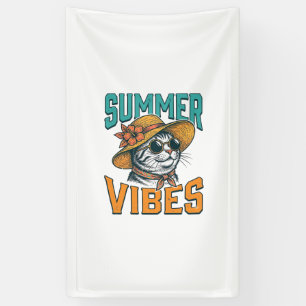 Banderoles Chat ambiance estivale gravure vintage Design_1