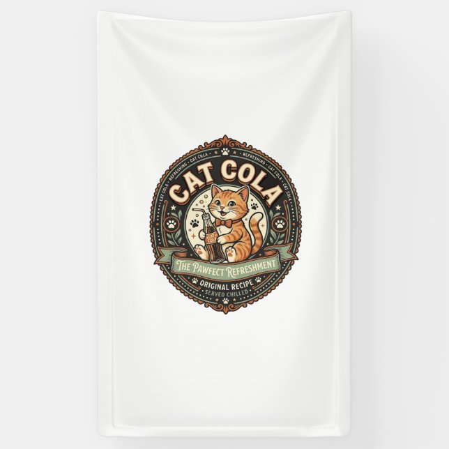 Banderoles Chat Cola Chat Étiquette de Boisson Gazeuse Chat V (Vertical)
