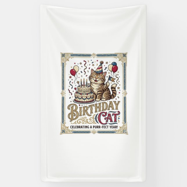 Banderoles Chat d'anniversaire Chat d'anniversaire Âge Art ve (Vertical)